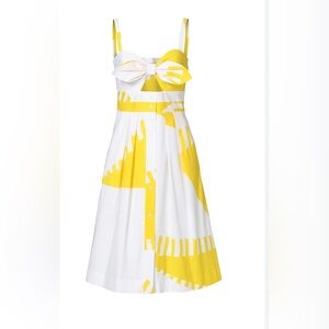 Milly Yellow and White Sleeveless Dress with Bow